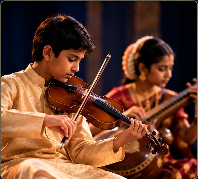 Young musicians performing
